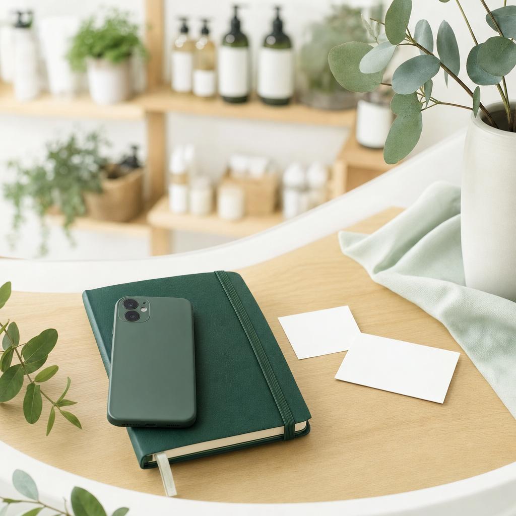 LINEの見直しに向けて、スマートフォンとノートを用意したイメージ